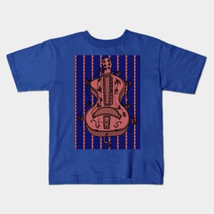 Floral Guitar Bodied Hurdy-Gurdy Kids T-Shirt